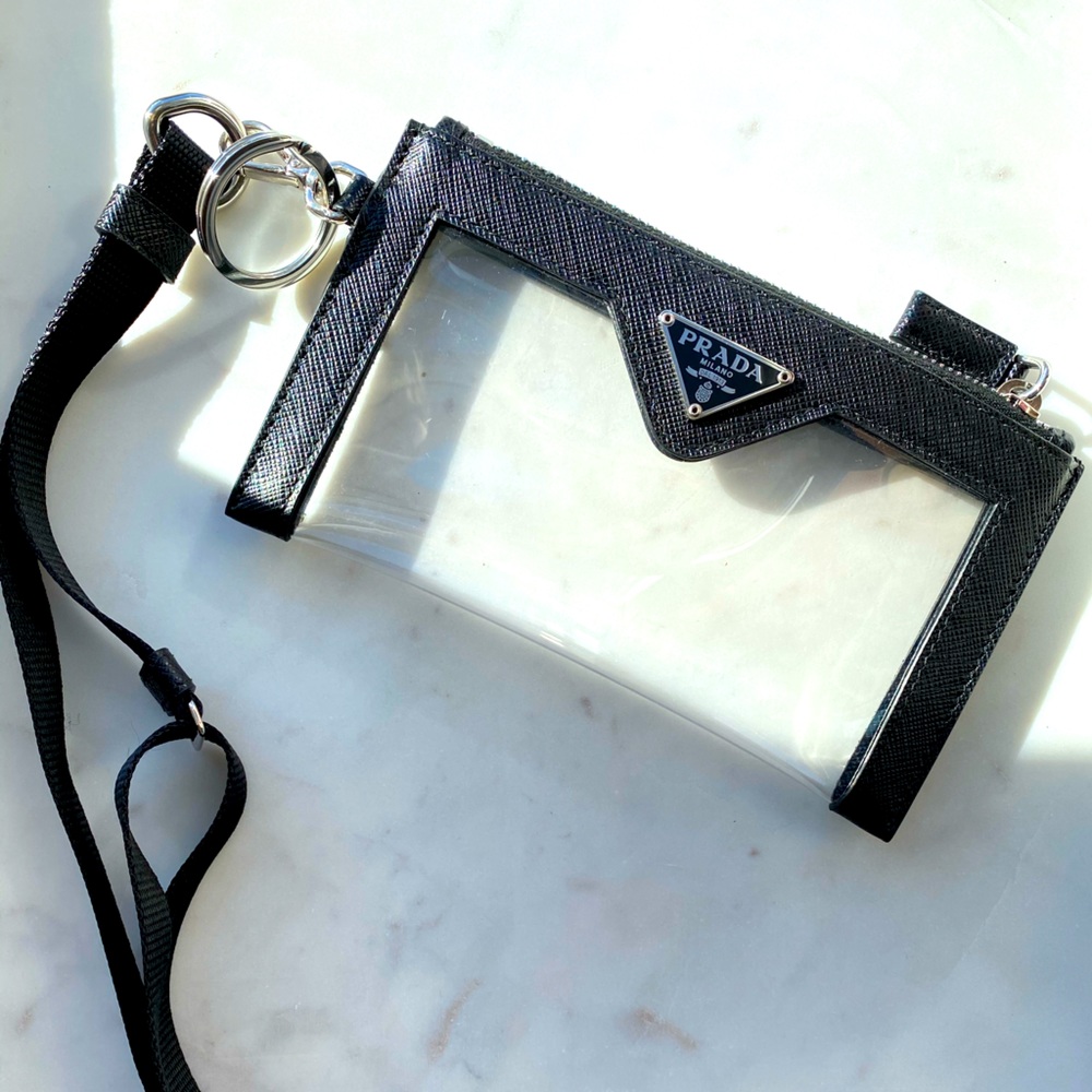 PRADA Leather Wristlet Bag with Crossbody Strap